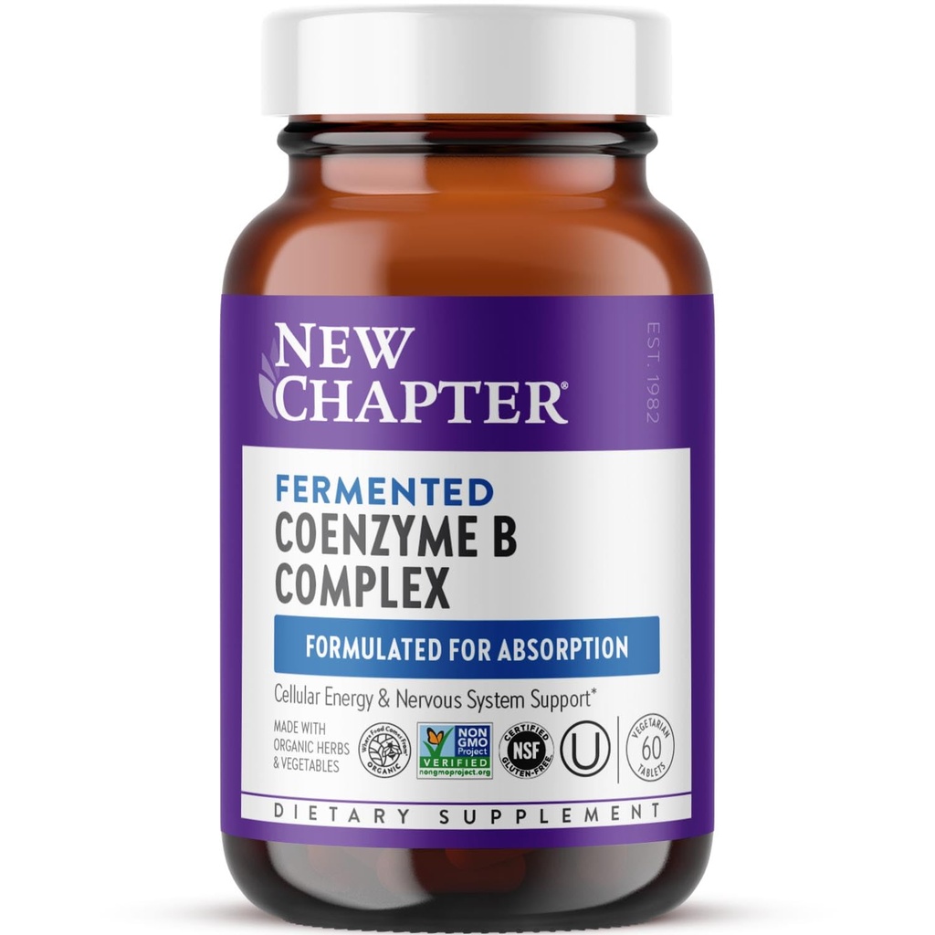 Noul capitol Vitamina B Complexul de Coenzime B Fermentată Bogat în Vitamina B12 + Vitamina B6 + Biotin + Produs cu ingrediente organice - 60 ct