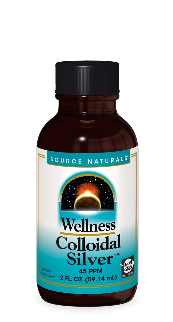 Sursa Naturals Wellness Cristal Silver 45 ppm, Suportă Fizic Well Being* - 2 Fluid oz