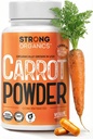 USDA Capsule cu pulbere organică de morcovi (120), cultivate în SUA, suport pentru ochi, Beta Caroten, vitamina A, carotenoizi, antioxidanți, 106°F Max, Vegan, Kosher-2 luni de aprovizionare
