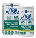 Vital Planet - Vital Flora Men Peste 55 Zilnic Probiotic, 60 Miliarde CFU, Diaverse Strine, Organic Prebiotice, Immune Support, Digestive Sanatate Probiotice stabile pentru barbati, 30 Capsule
