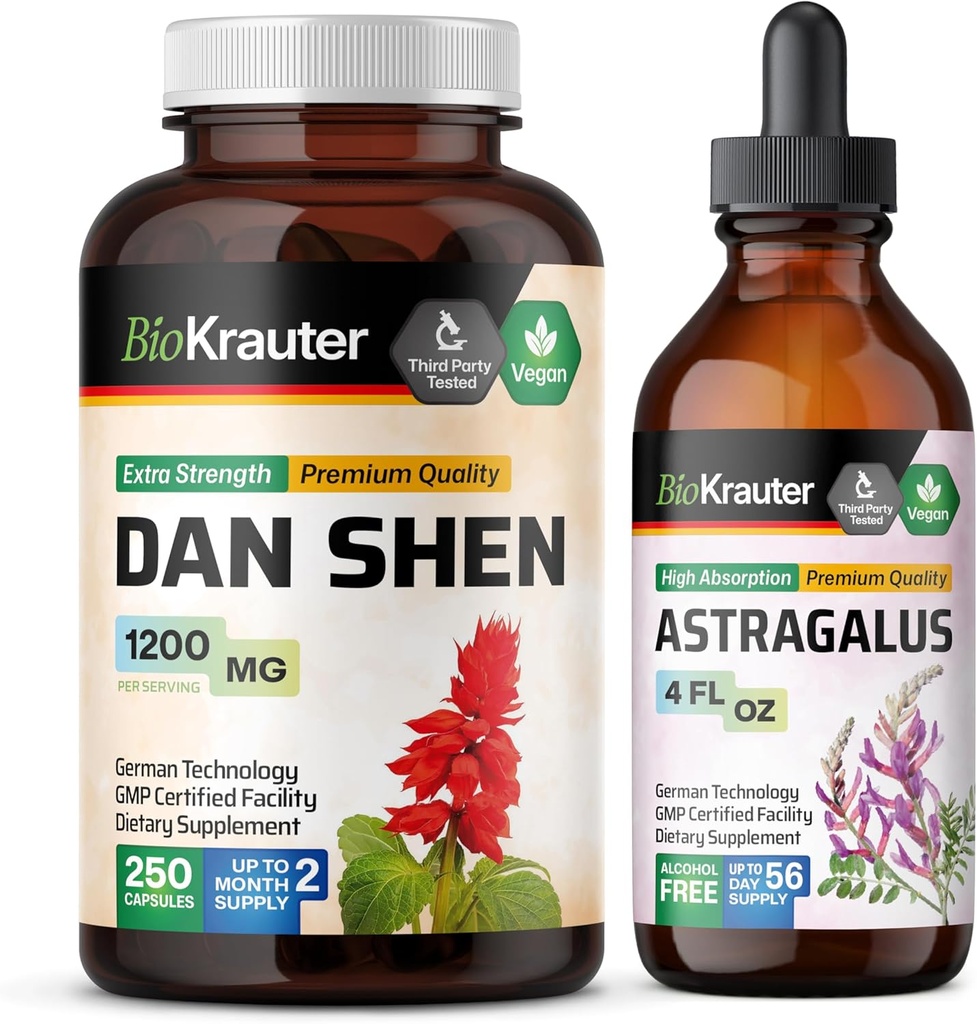 BIO KRAUTER Dan Shen 250 Capsule & Astragalus Tincture 4 Fl. Oz.