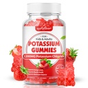 urs moale Gume de potasiu pentru adulți, zahăr liber Clorura de potasiu Gumries 1200mg suport Crampe picior și electrolit echilibru supliment de potasiu de mare potențial, aromă de căpșuni 60 Conte