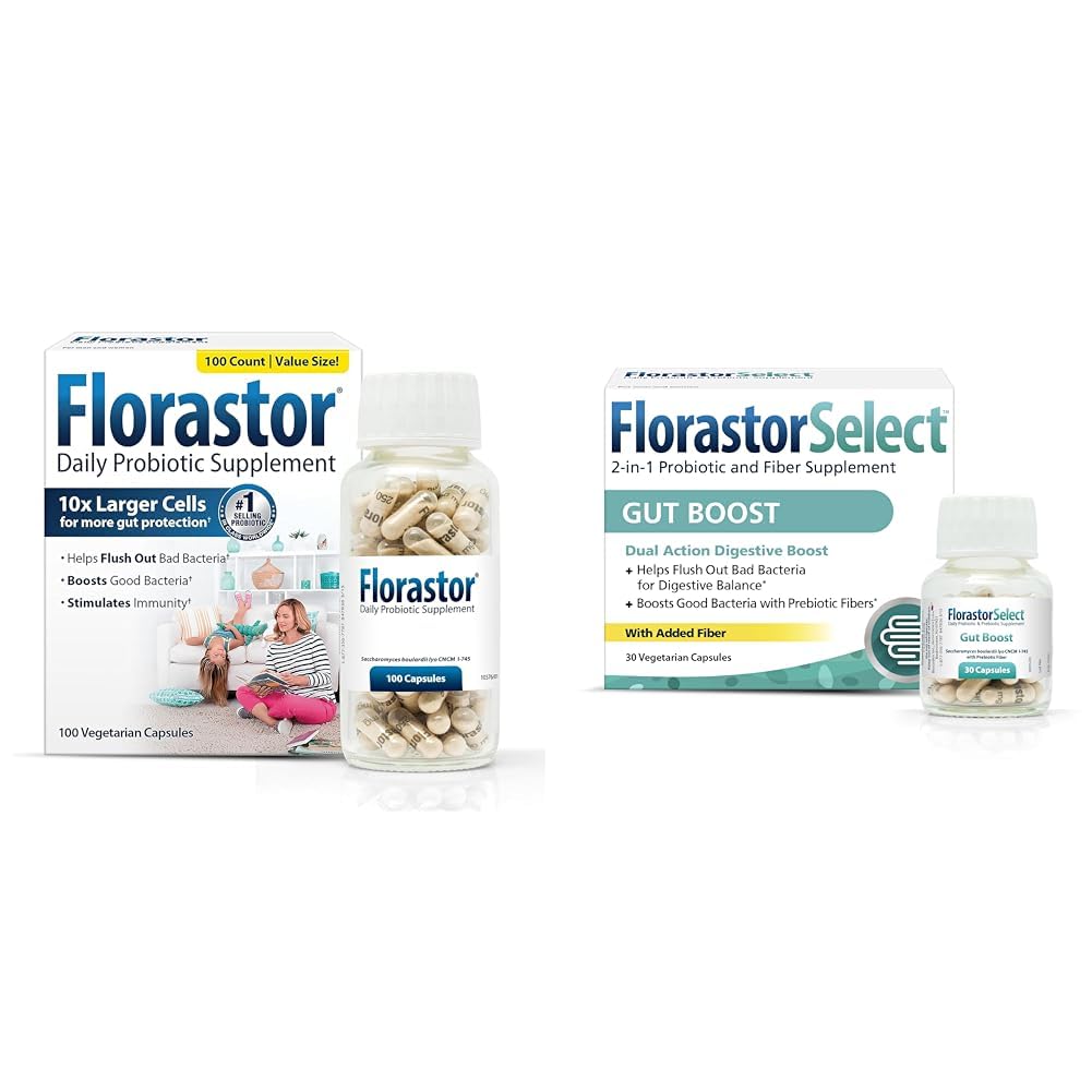 Florastor Probiotic Bundle for Digestion, Gut Health 