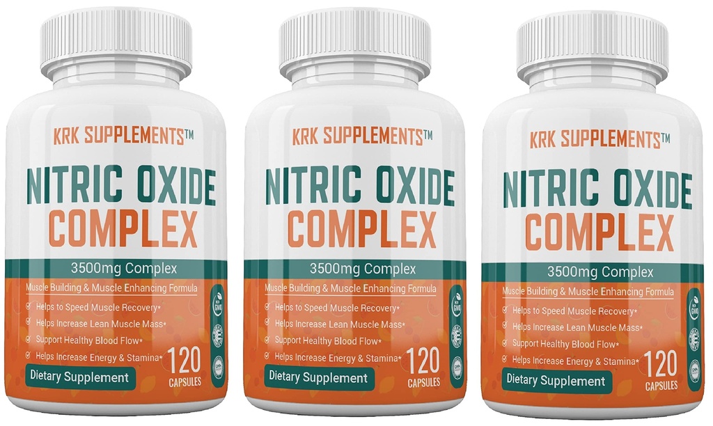 3 Flacoane Complex oxid nitric 3500 mg per servire L-Arginină HCL AAKG AKG Alpha Ketoglutarat Citrulină Malat 360 Capsule totale