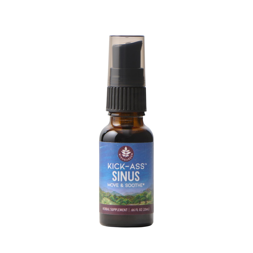 WishGarden Herbs Kick-Ass Sinus - Herbal Sinus Relief, Sinus Congestion Relief și Sinus Pressure Relief pentru adulți, natural Sinus Relief și Sinus Decongestionant, All Season Sinus Support, .66oz