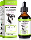 Lapte Thistle pentru câini, Dog Picături de sprijin pentru ficat - Dog Milk Thistle ajută Dog Ficat Detoxifiere, Animale de companie Supliment Tratează cu ulei de somon, Curcumin C3 Complex și Omega 3 EPA & DHA, Bacon Flavor - 2 fl.oz