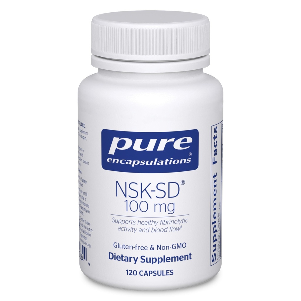 Încapsularea pură NSK-SD - 100 mg Nattokinază - pentru circulaţia normală a sângelui - susţine activitatea fibrinolitică * - Gluten Free & non- GMO - 120 capsule