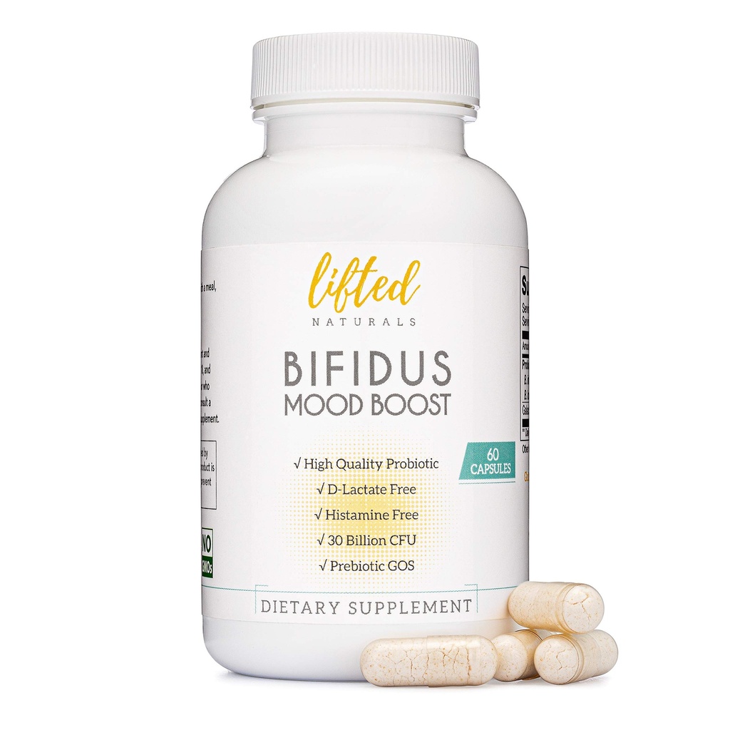 Probiotice 30 Miliarde CFU - Bifidus Mood Supplement w/prebiotics & probiotice pentru femei și bărbați - Mood & Digestion Support- Histamina Free - Natural Mood Boost - 60 zile de aprovizionare, non-GMO