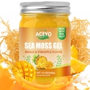 ACEYO (12 OZ) Irish Sea Moss Gel Raw Vegan Mango Ananas aroma 102 Vitamine si Minerale Wild recoltat non-GMO de aparare imuna Booster tiroida suport digestiv