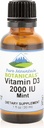 Mountain botanica pura aroma de vitamina D picături de menta aroma de vitamina lichid D3-2000iu per servire - 1 oz flacon
