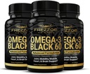 FREZZOR Omega 3 Negru pentru Ingrijire comuna & Comfort - Noua Zeelanda Green Picurat capsule de ulei Mussel; 53x Potenta superioara cu UAF1000+ Super Antioxidant, Nu gust de pește, 60 Conte (Pachet de 3)