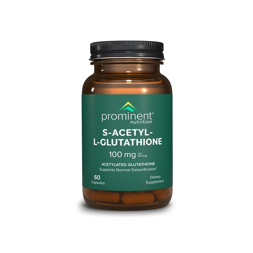 Nutriție proeminentă S-Acetyl L-Glutathione Supliment - Clinic de cercetare Emothion Acetionat Glutationa pentru suport de detoxifiere normala a ficatului și efect antioxidant optim, Vegan - 1 ambalaj
