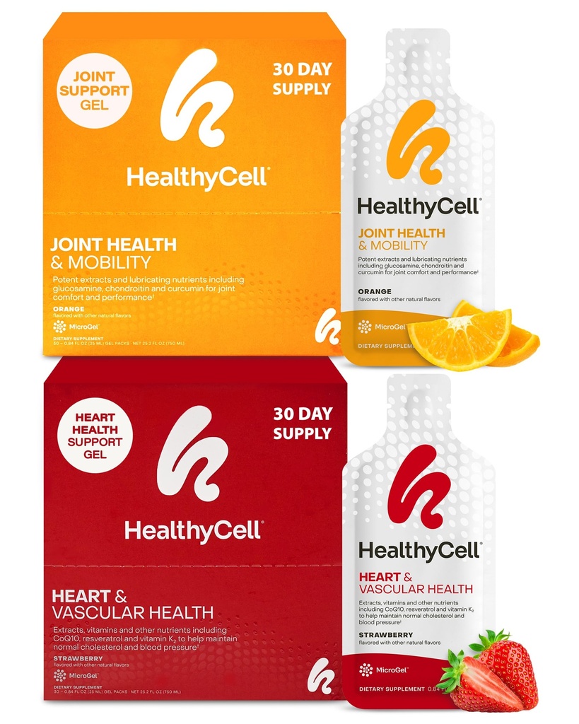 Healthycell Heart & Vascular Health+ Joint Health & Mobility Supplements for Men & Women Bundle