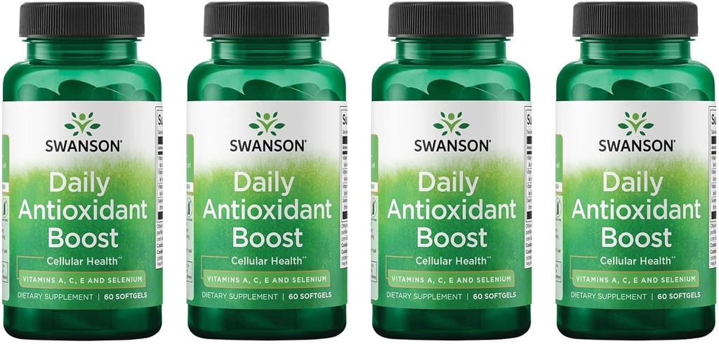 Swanson Vitamine Zilnic Antioxidant Boost - Promoveaza sanatate celulara si suport imun - Suporturi naturale defensiv nutrishment - (60 Softgels) 4 Pack