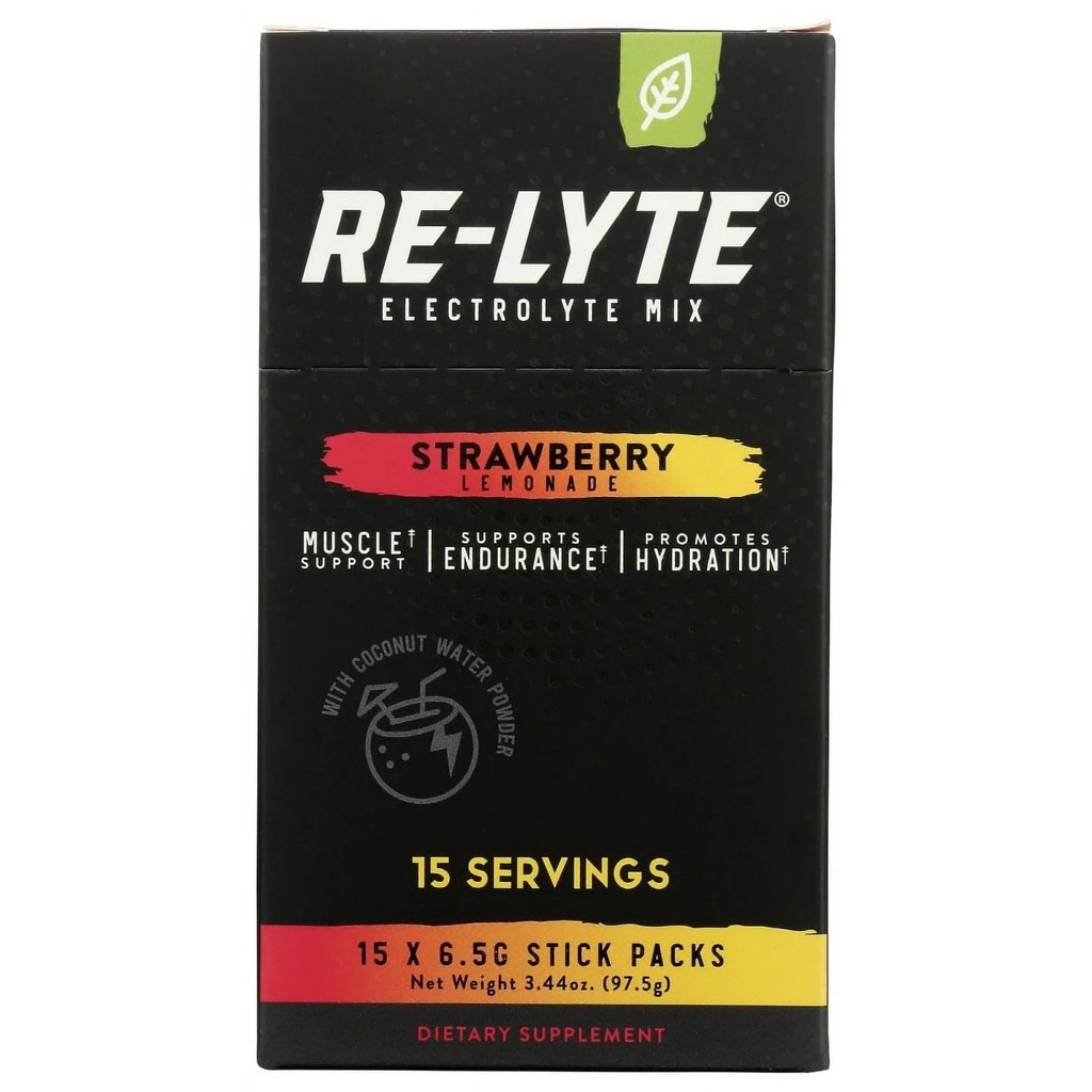 RELYTE Re-Lyte Electrolyte Drink Mix Strawberry Lemonade 15 Serviri Pachete 3.44 oz.