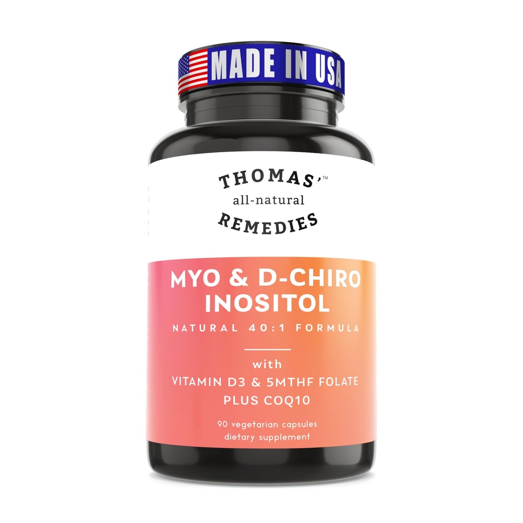 Toma' toate-naturale Remedii Myo Inositol Supliment & D-Chiro Inositol Blend Supliment cu Folat și vitamina D3, 40 la 1 Ratio, non-GMO, Nu Fillers, CoQ10, 90 Vegan Capsule