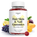 Piele de păr și unghii Vitamine, 6000 mcg Biotin Gummies w/Collagen, fructe de pasiune Aroma vitamine de păr, gluten Suplimente Colagen gratuit (60 Conte)