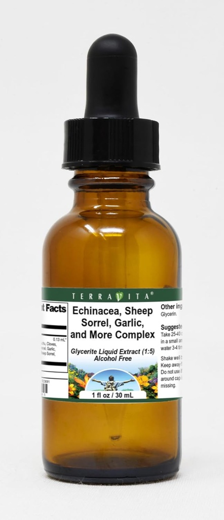 Terravita Echinacea, Sheep Sorrel, Usturoi, şi mai complex Glicerit Extract lichid (1:5) - No Flavor (1 oz, ZIN: 523691)