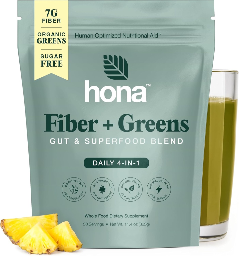 Gut & Superfood Blend, Greens Powder cu prebiotice, Probiotice, Fiber & Natural Cafeina, Gluten Free, Sugar Free, Dairy Free, Vegan Non OMG Greens Superfood Powder, 30 Srvgs