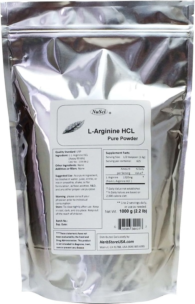 Pulbere pură L-Arginină HCl 1000g (2,2 lb)