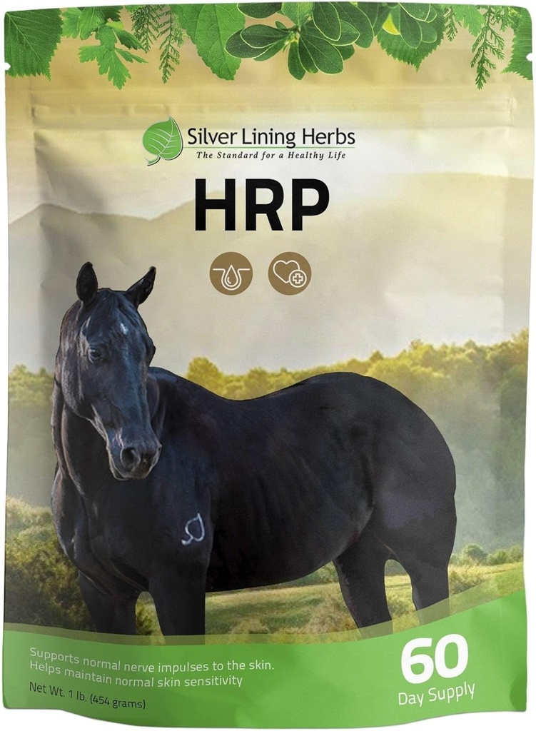 Silver Lining Herbs HRP - Suporte Impulsuri nervoase naturale la pielea calului - Promovează sensibilitate normală a pielii - ajută cu nervi hiperactivi - Suplimentul plantei pentru cai - 1 lb sac