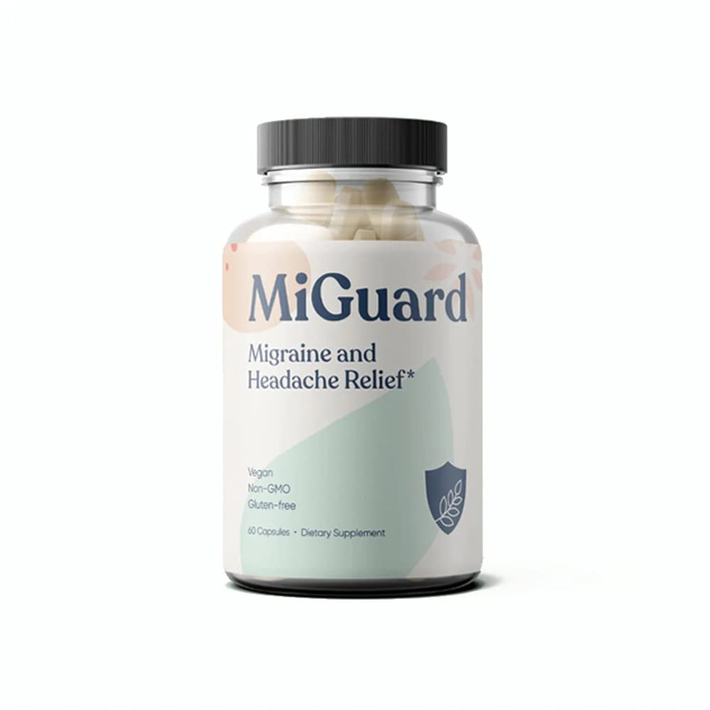 Cefalee şi Migrene Suplimente de ajutorare - supliment de prevenire a migrenei fără medicamente - Suplimente naturale pentru migrene - ajută la reducerea frecvenţei şi severităţii (60 capsule)