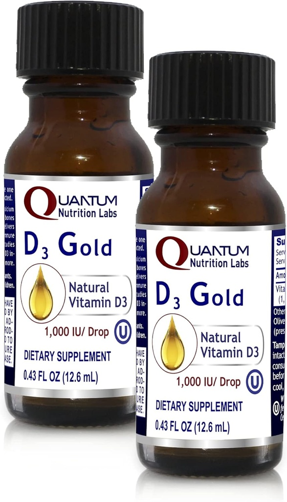 QNL D3 Gold - Vitamina D Picături lichide - Suplimentul de rezistență osoasă - Oferte suport cardiovascular și imun - Premium Health & Wellness produs - 0,43 fl oz (2 ambalaj)