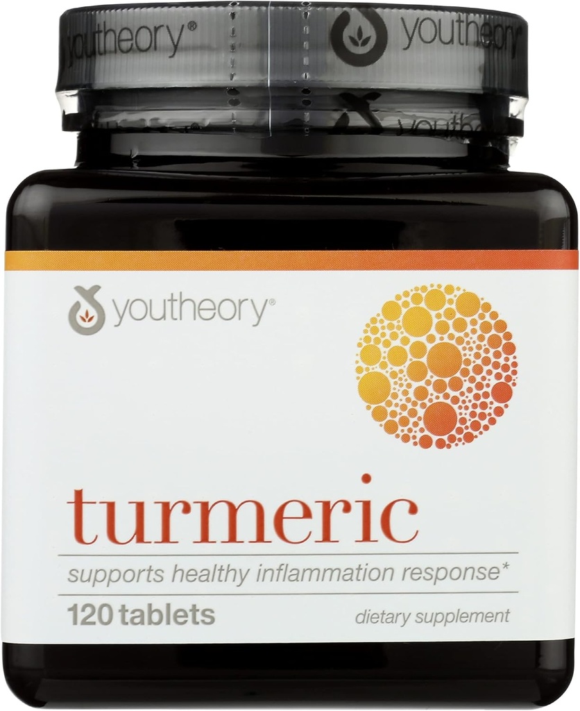 Youtheory Turmeric Advanced Dietary Supliment, sprijină răspuns inflamație sănătoasă, 120 comprimate