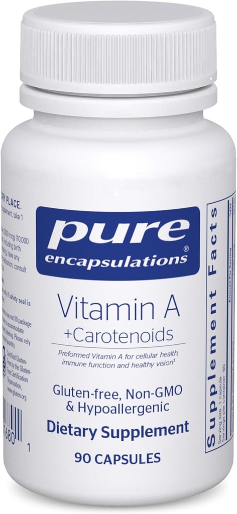 Pure Encapsulations Vitamina A + Carotenoide (Lutein, Zeaxantină și Astaxantină) 