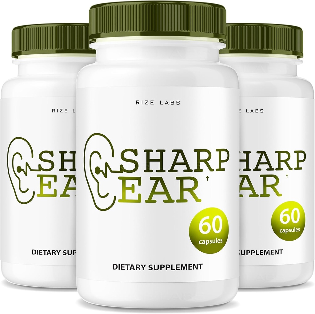 Rize laboratoare Capsule Sharp Ureche, Pastile pentru audiere clară, Suplimentul la Restaurarea Hearing Health, Advanced Formula Putere maximă - Pachet de 3 (180 capsule)