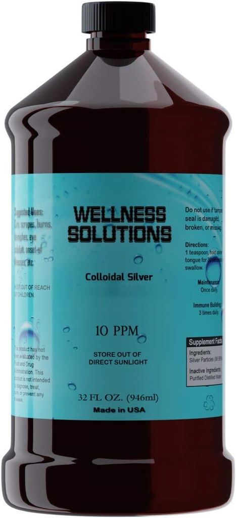 Argint coloidal - Solutii Wellness - Vegan - Gluten gratuit 32 fl. oz