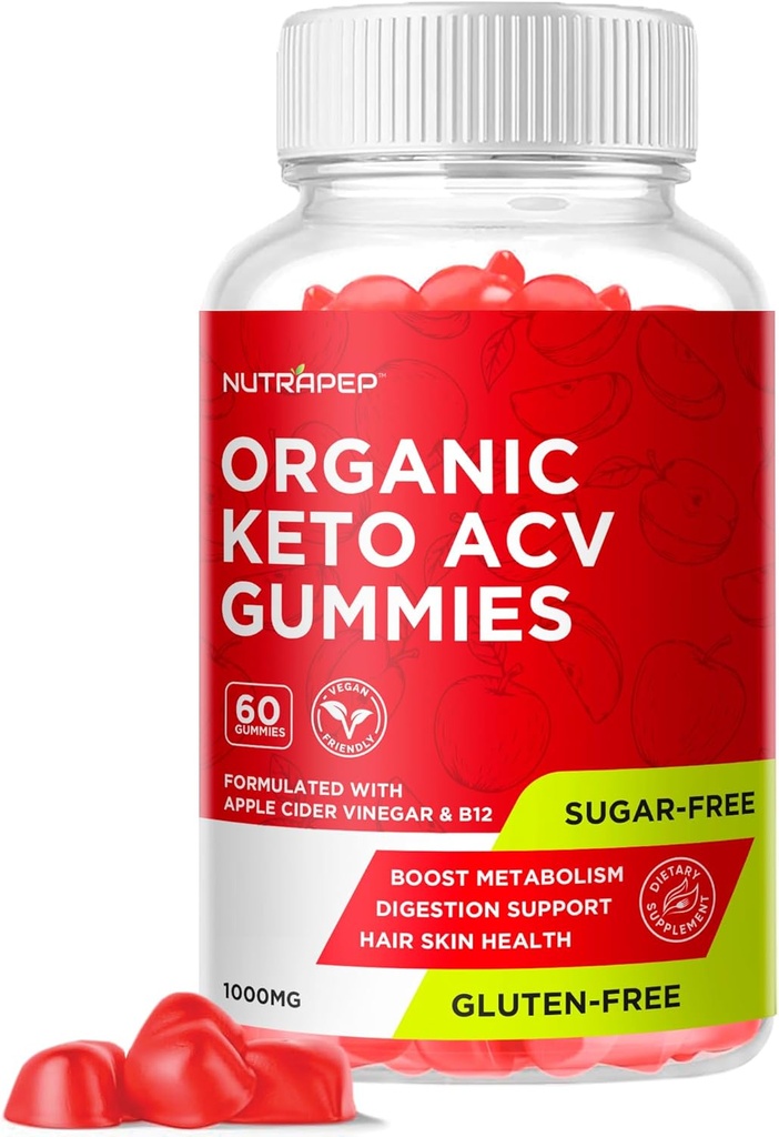 Gume organice Keto ACV - Gluten-Free & Sugar-Free Apple Cidru de Oţet Supliment pentru femei Bărbaţi (1000MG)