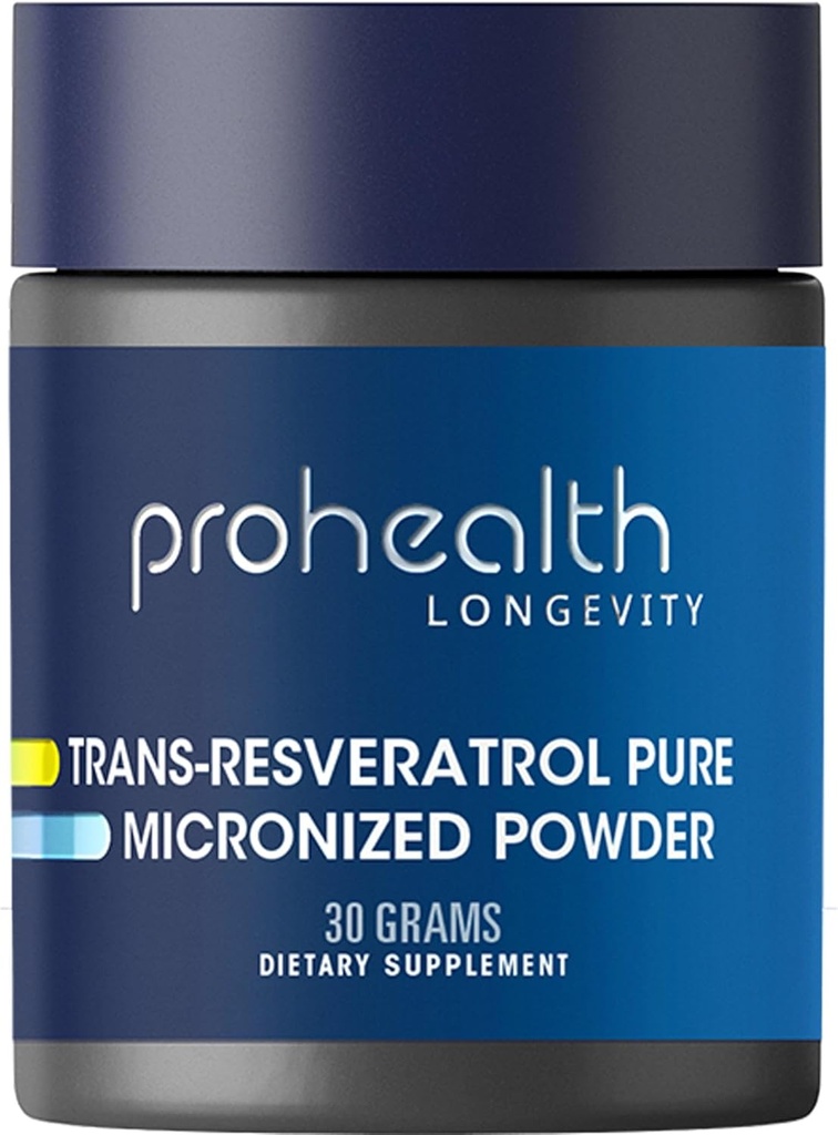 ProHealth Longevity Micronized Trans Resveratrol pulbere 30 Grams - 98% Grad farmaceutic pur, 1000 mg per Scoop, Absorbţie superioară şi biodisponibilitatea