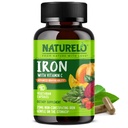 NATURO Vegan Supliment de fier cu vitamina C și alimente organice - Pastile de fier blând pentru femei și bărbați cu deficit de fier, inclusiv sarcina, anemie și diete Vegane - 90 Mini capsule