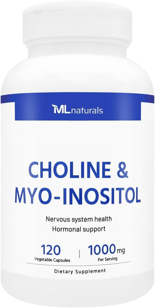 ML Naturals Choline & Myo-Inositol 120 Capsule vegetale, NSF-Certified & cGMP-Compliant