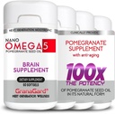 Clinic dovedit (4-Month Supply) Suplimente cerebrale cu anti imbatranire, pastile de memorie, Omega 5 Pomegranate Supliment, 4 sticle 60ct Fiecare
