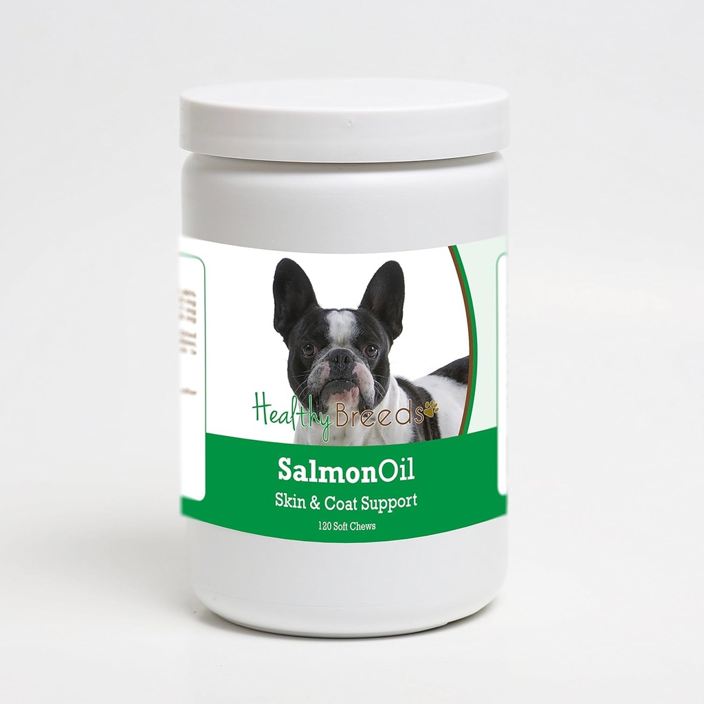 Sănătoși Breeds franceză Bulldog Somon ulei moale Chews 120 Count