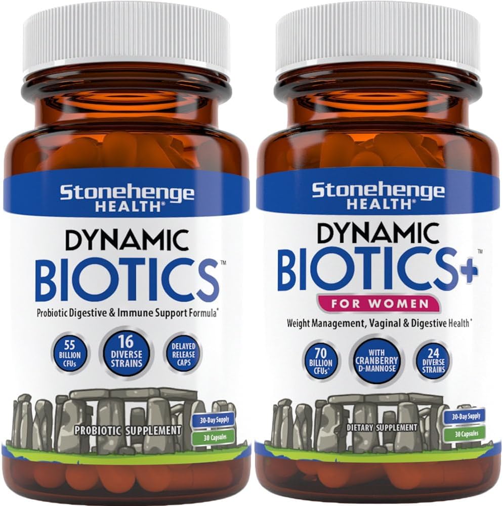 Stonehenge Health Dynamic Biotics + Dynamic Biotics+ pentru femei Probiotice Bundle Suplimente pentru a sprijini Digestive & Feminine Health