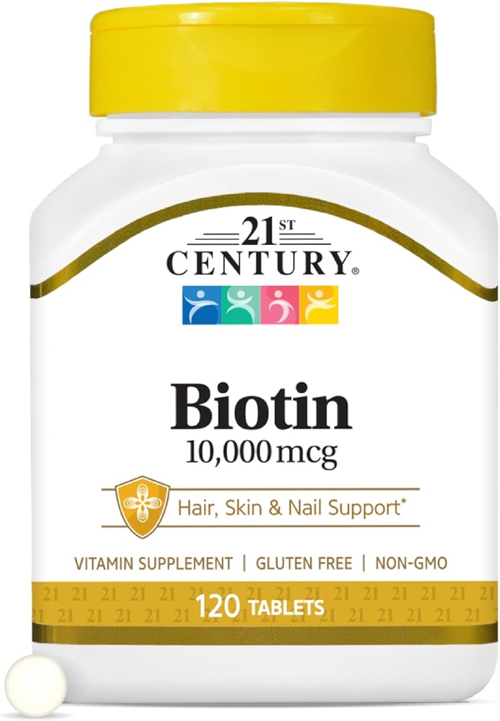 21st Century Biotin Tablets, 10.000 mcg, Unflavored 120 Count