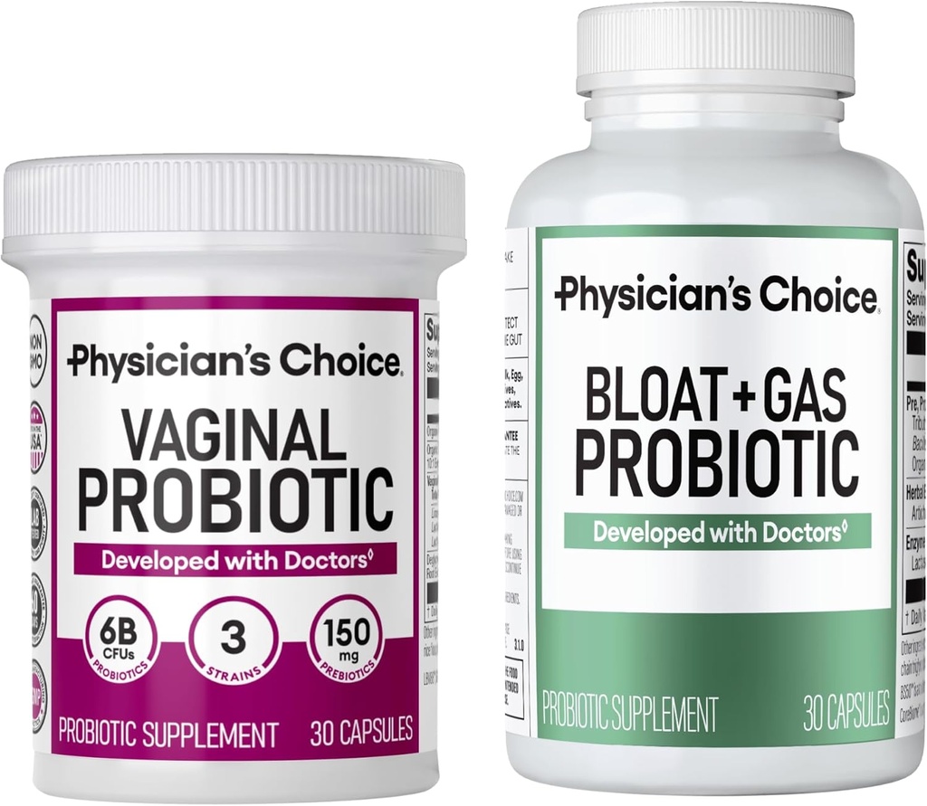 Choice Vaginal Wellness Probiotic 30ct + Bloat & Gas Probiotic 30ct - Lunar Relief Combo pentru femei