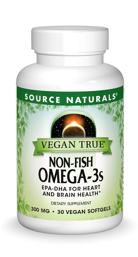 Sursa Naturals Vegan True, Non-Fish Omega-3s, EPA-DHA sprijină inima și sănătatea creierului*, 300 mg - 30 Vegan Softgels