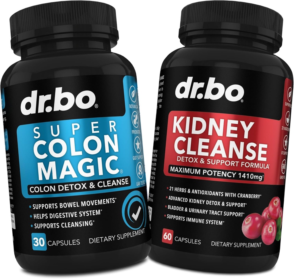 Colon Cleanser Detox & Kidney Cleanse - 15 Day Colon Cleanse Pills Probiotic & Kidney Detox Support Supplement Cranberry - Bowel Movement Supplements for Intestinal Stomach Bloating Gut & Kidneys