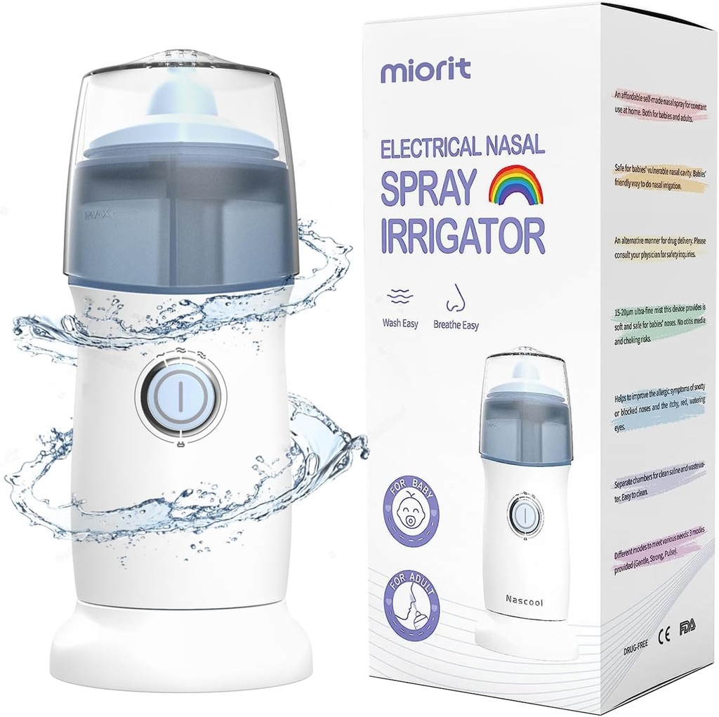Irigator nazal cu spray Gental - Ultra Fine Mist - Irigare pentru Sinus Relief - Sistem de aspirator mai curat pentru nas - rezistent la apa