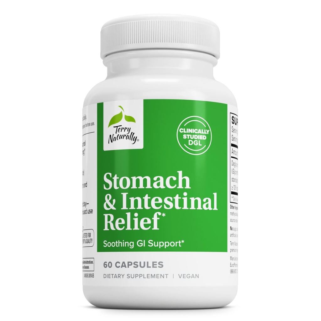 Terry natural stomac si ajutor intestinal - Supliment pentru a ajuta Digestive Health & Intestinal Lining - SIDA împotriva ocazional Digestive Disfort la Soothe Stomac - 60 capsule