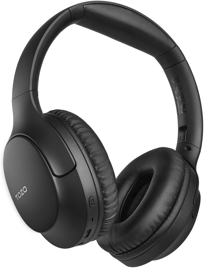 TOZO HA1 Bluetooth 5.4 Peste căștile urechii, 70H Joaca-te cu Mic, cască wireless pliabil, sunet deep Bass Stereo personalizabil 32 EQ Mod de muzică Via Button & App pentru călătorie și acasă, actualizat