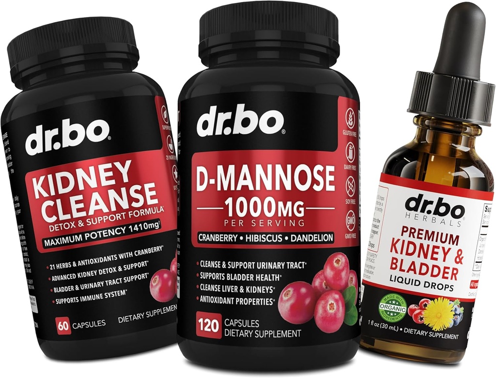 Rinichi Curățare & D Suplimente Mannose - Rinichi Detoxifiere și vezica urinară Suport picături lichide Supliment, D-Mannose 500mg 1000mg Capsule - DMannose Cranberry, Suport Rinichi, vezica urinară & Tract Health