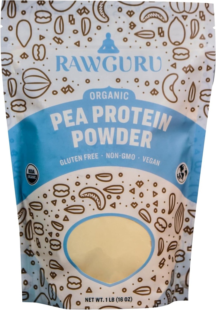 RawGuru Organic Pea Proteine Pulbere - 16 oz - USDA Organic 