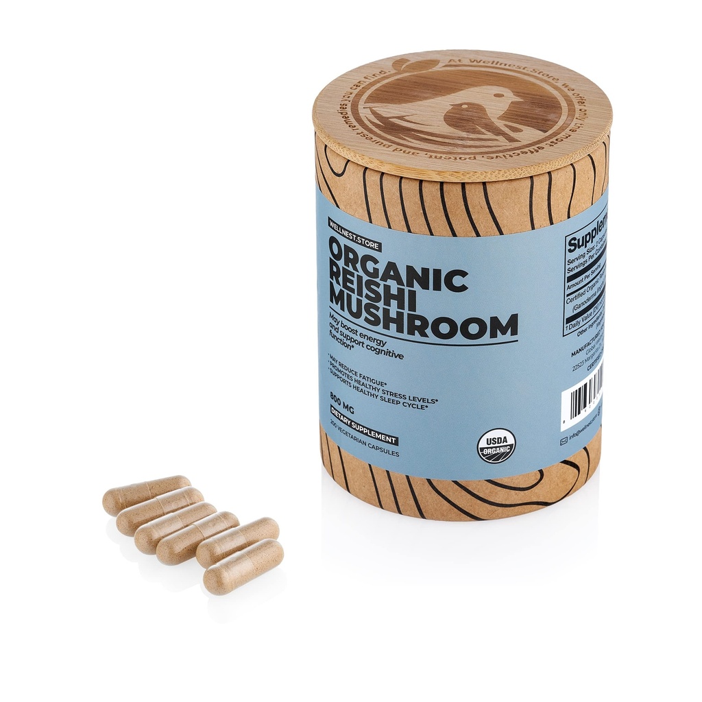 Reishi Organic Mushroom Supliment Capsule 