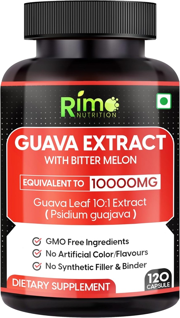 Guava Leaf Extract cu bitter Melon 120 Veg Capsule 1000 mg Per Serving (120 capsule, Guava)
