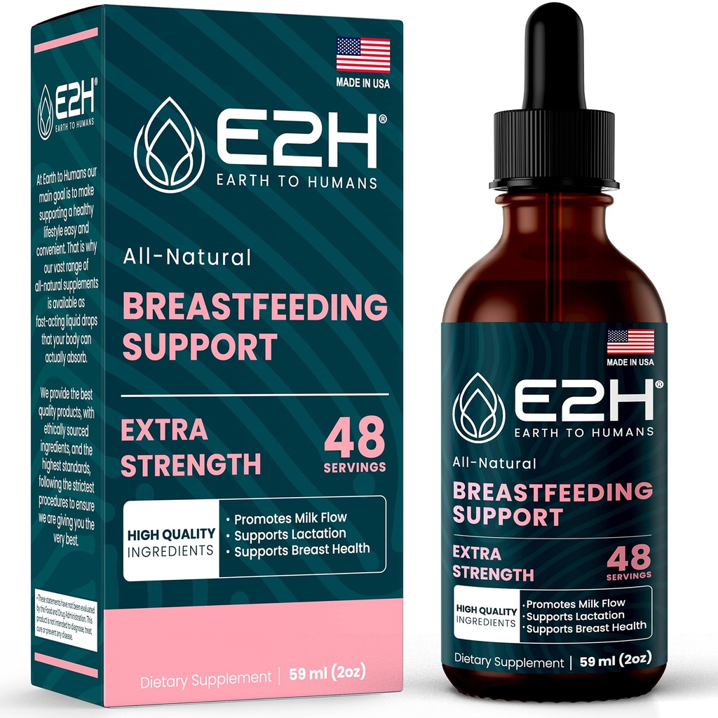 E2H Suplimentul pentru alaptare si suport pentru alaptare - Suplimentul pentru alaptare lichida - contine Schinduf, Mulgemi de lapte, Fennel si mai mult - Fara alcool - Vegan - 2 Fl Oz